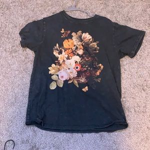 grey and floral t shirt
